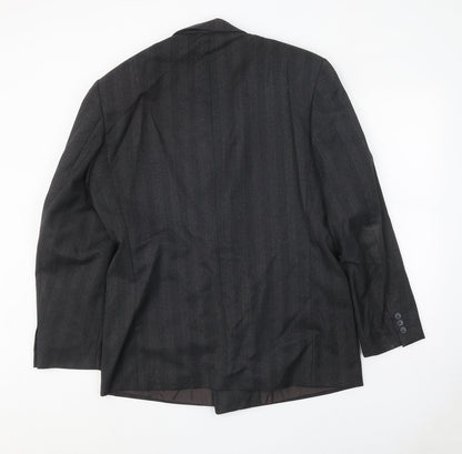 Next Mens Grey Striped Polyester Jacket Suit Jacket Size 40 Regular