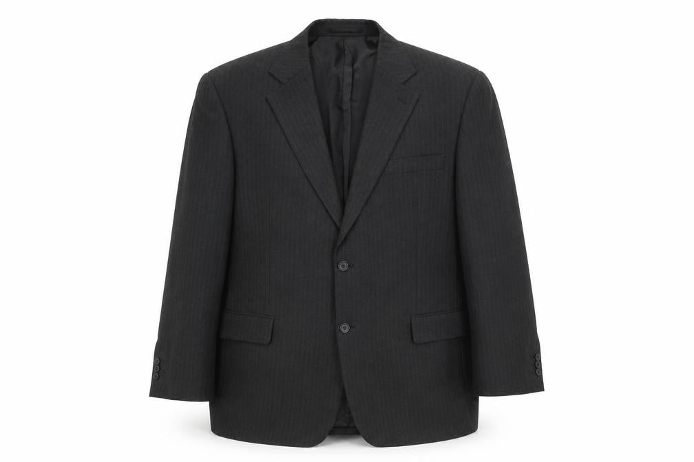 Carabou Mens Grey Striped Polyester Jacket Suit Jacket Size 48 Regular