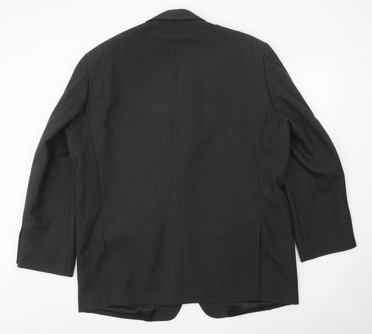 Carabou Mens Grey Striped Polyester Jacket Suit Jacket Size 48 Regular
