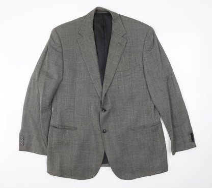Collezione Mens Grey Geometric Wool Jacket Blazer Size 44 Regular