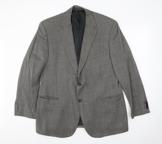 Collezione Mens Grey Geometric Wool Jacket Blazer Size 44 Regular