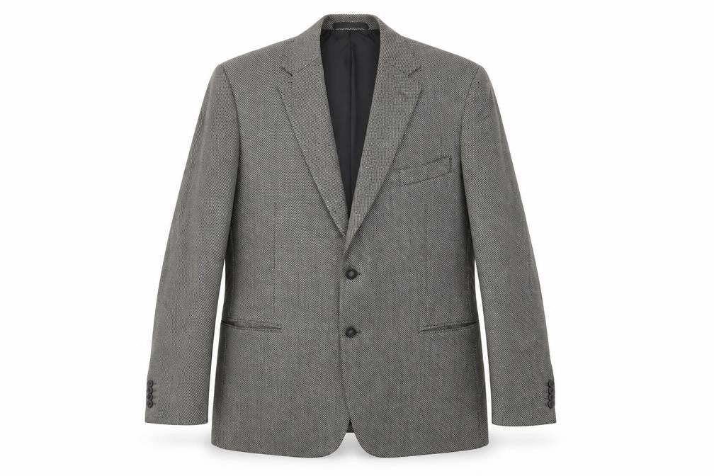 Collezione Mens Grey Geometric Wool Jacket Blazer Size 44 Regular