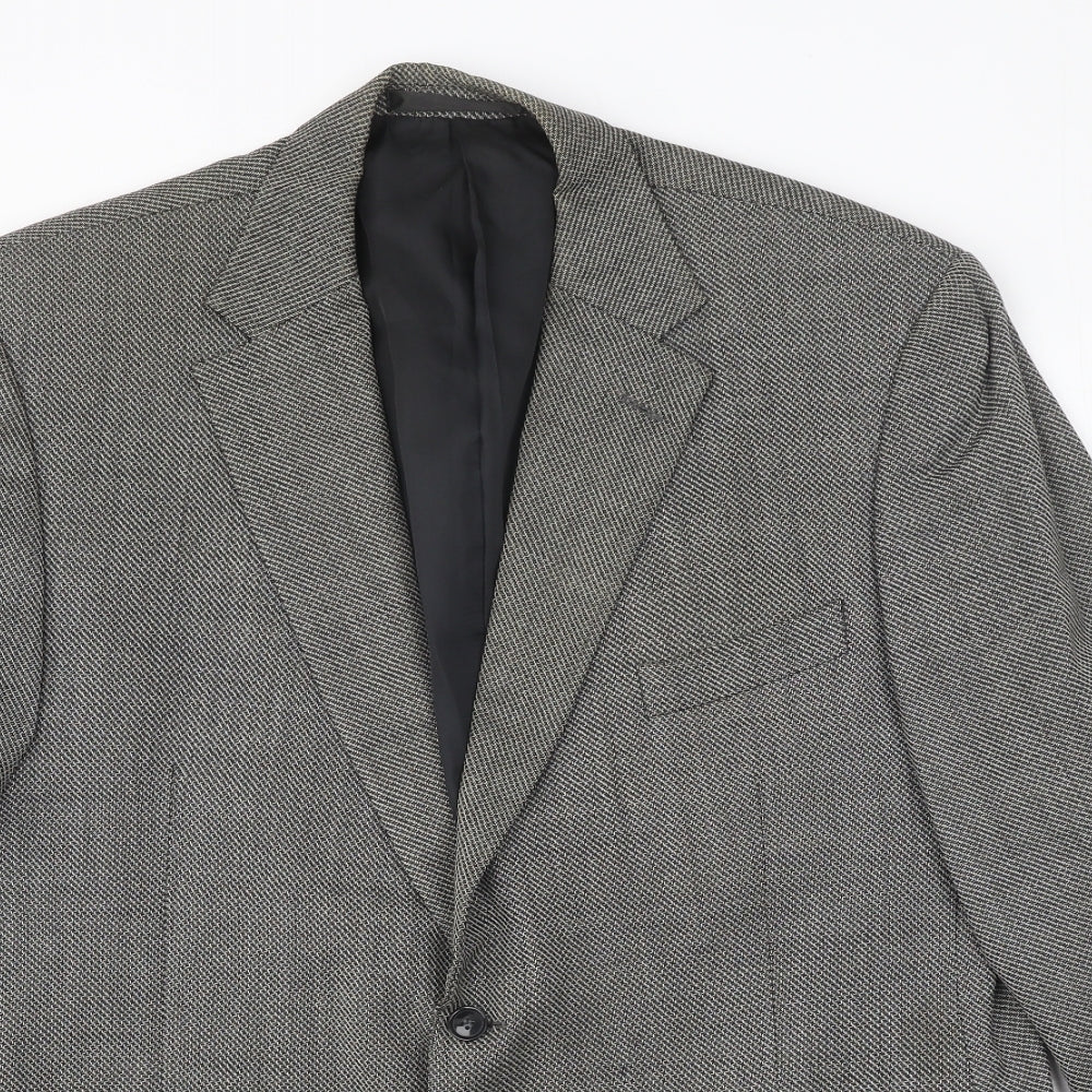 Collezione Mens Grey Geometric Wool Jacket Blazer Size 44 Regular