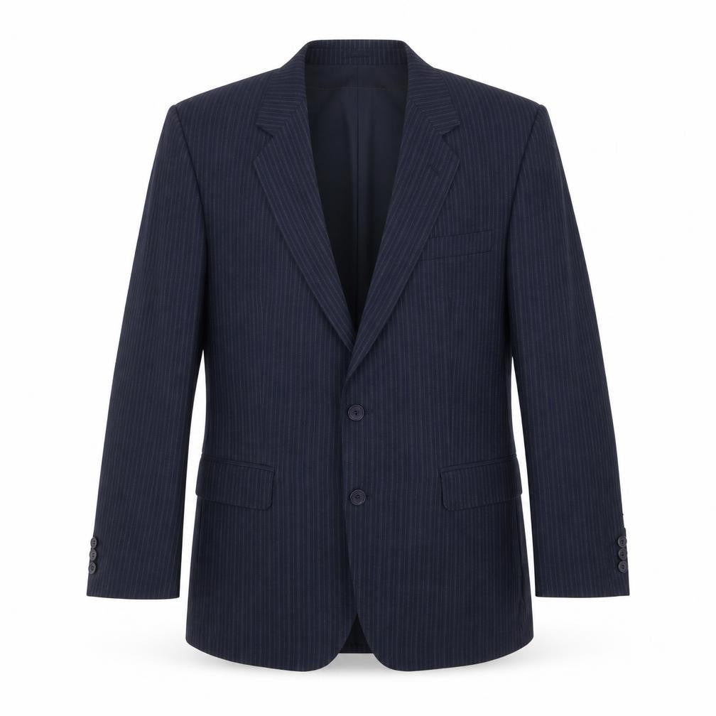 The Label Mens Blue Striped Wool Jacket Suit Jacket Size 38 Regular