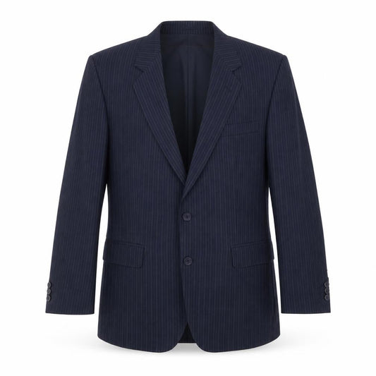 The Label Mens Blue Striped Wool Jacket Suit Jacket Size 38 Regular