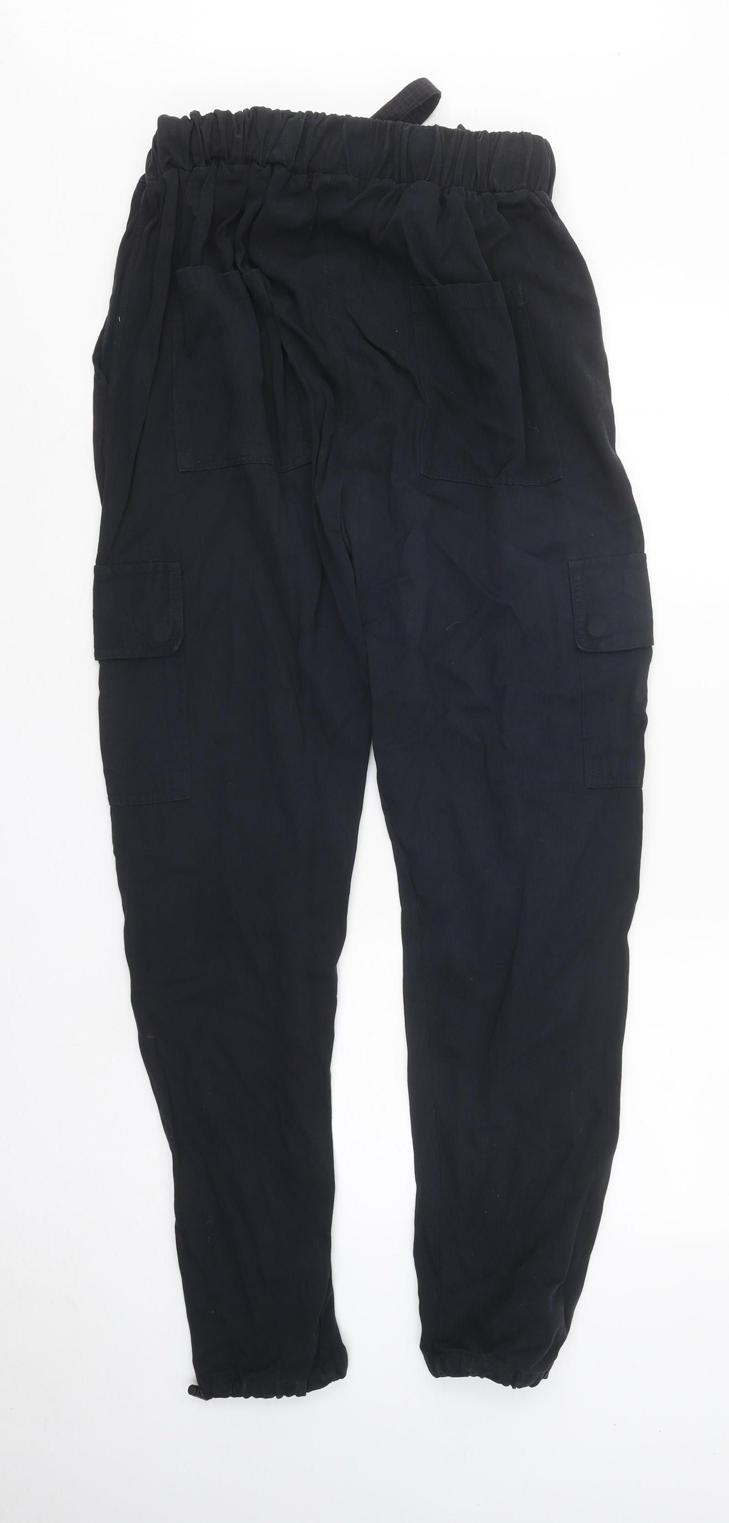 MnMl Womens Blue Polyester Cargo Trousers Size M L32 in Regular Drawstring - Adjustable Waist