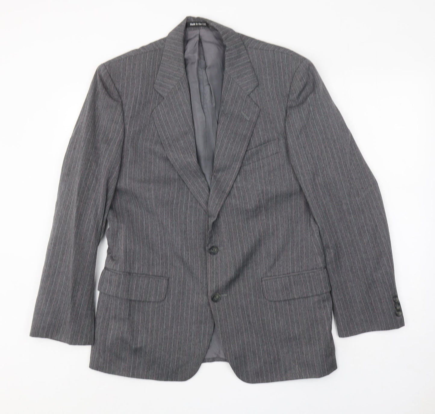 St Michael Mens Grey Striped Wool Jacket Suit Jacket Size 38 Regular