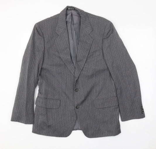 St Michael Mens Grey Striped Wool Jacket Suit Jacket Size 38 Regular