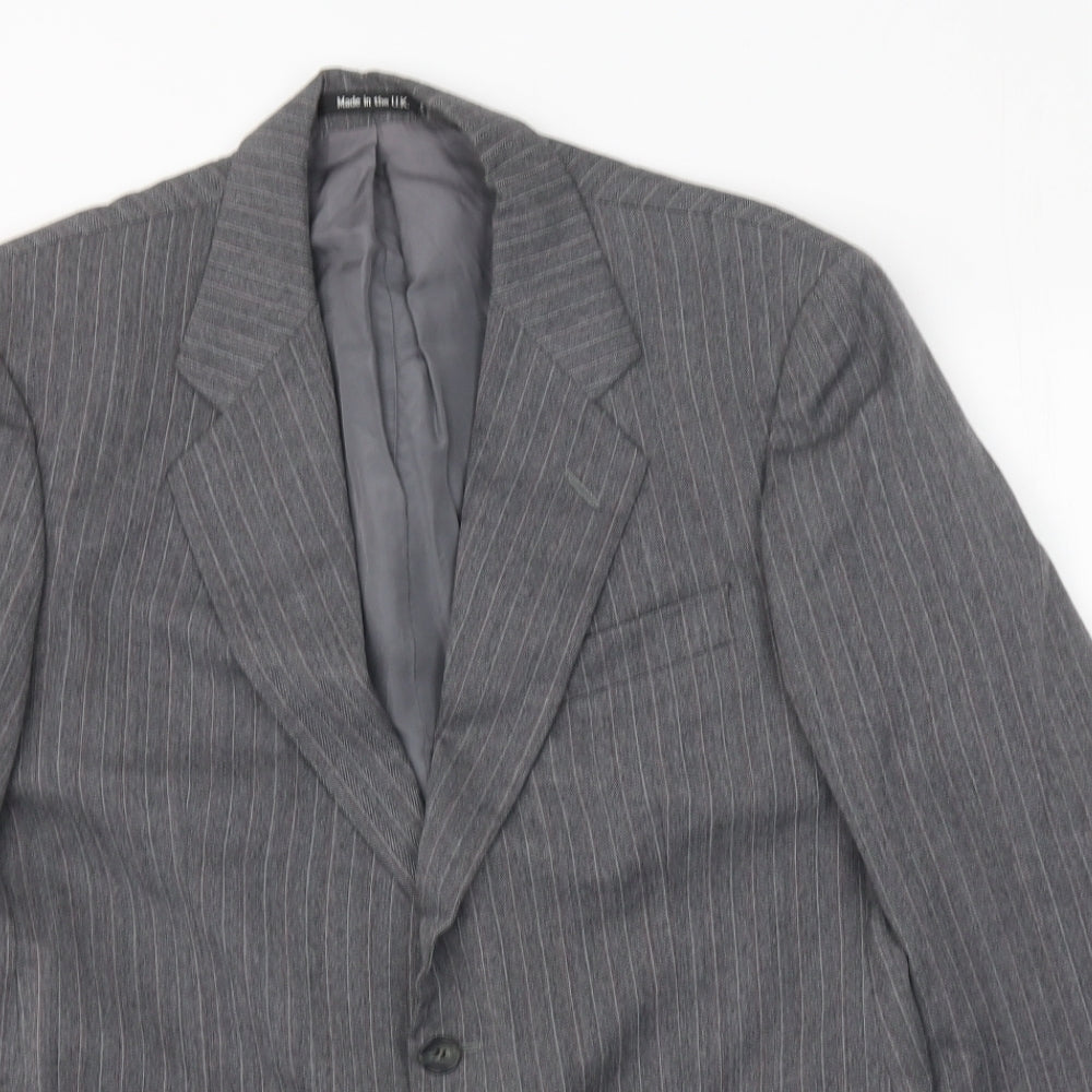 St Michael Mens Grey Striped Wool Jacket Suit Jacket Size 38 Regular
