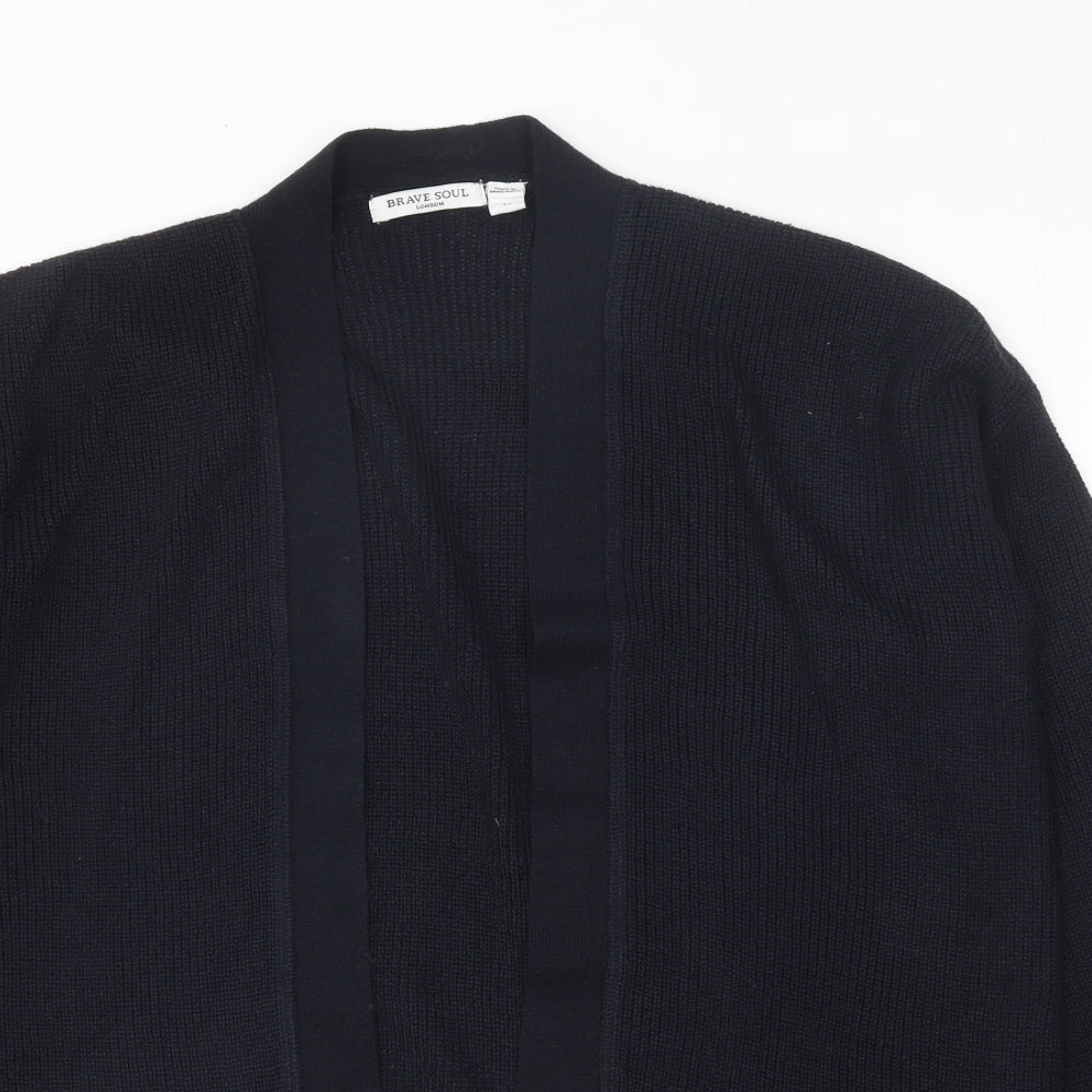 Brave Soul Womens Blue V-Neck Acetate Cardigan Jumper Size M