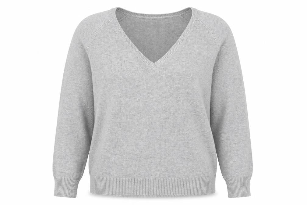 Sfera Casual Womens Grey V-Neck Acrylic Pullover Jumper Size M