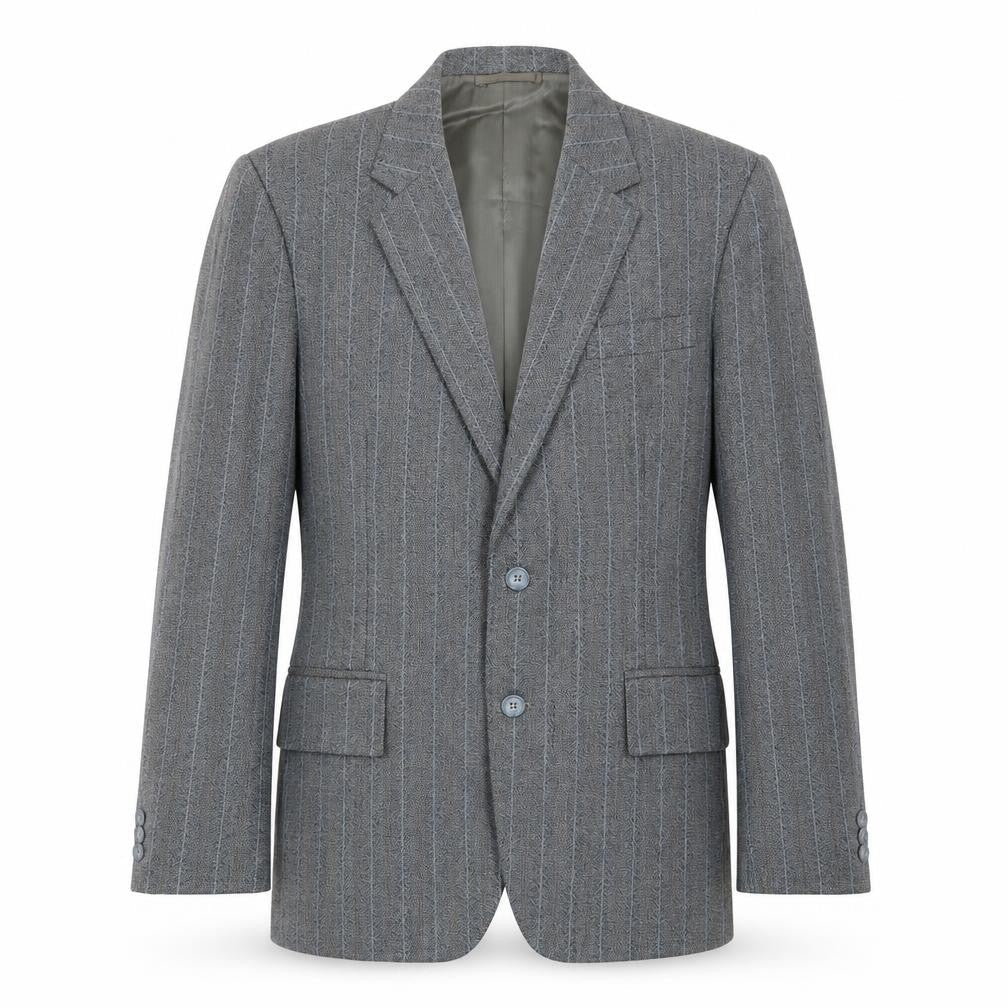 J.J.Chan Mens Grey Striped Wool Jacket Suit Jacket Size 36 Regular