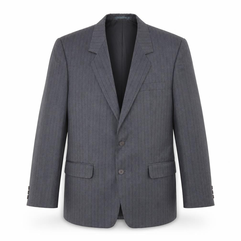 Hui Mens Blue Striped Polyester Jacket Suit Jacket Size 40 Regular