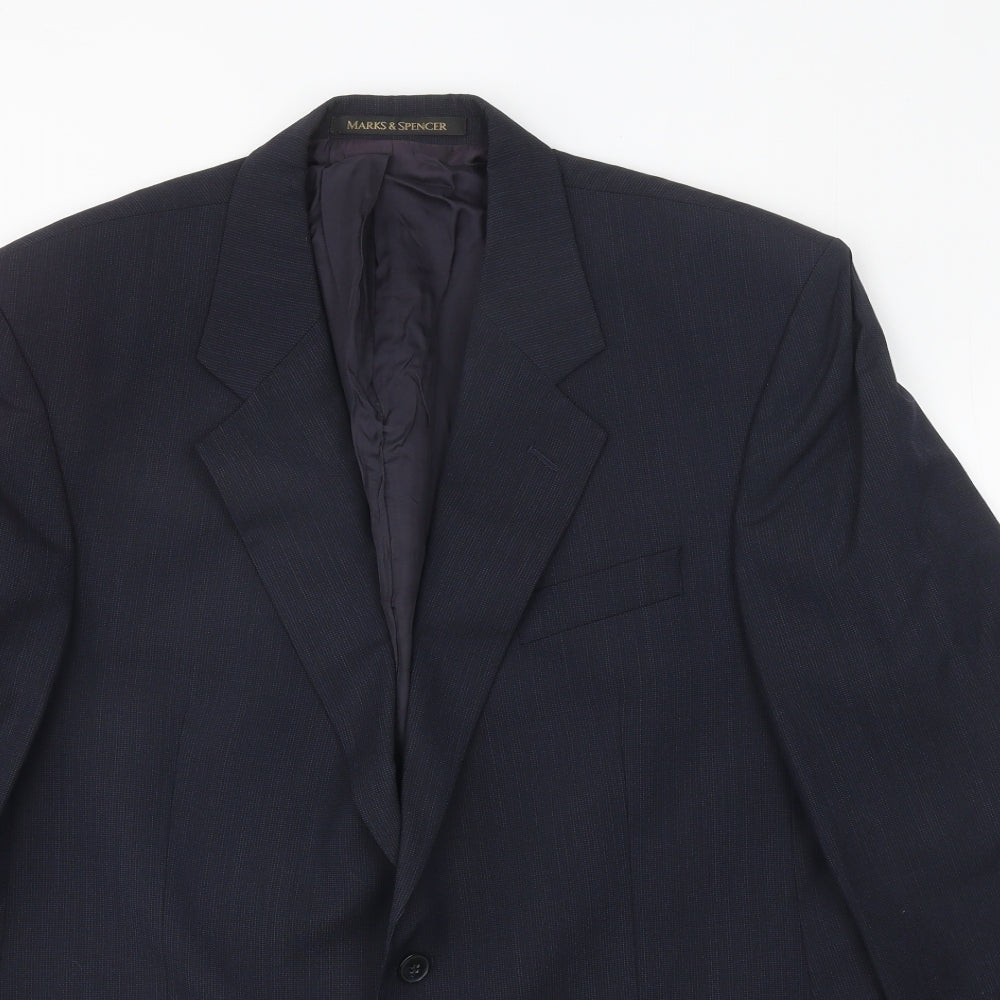 Marks and Spencer Mens Blue Polyester Jacket Suit Jacket Size 42 Regular