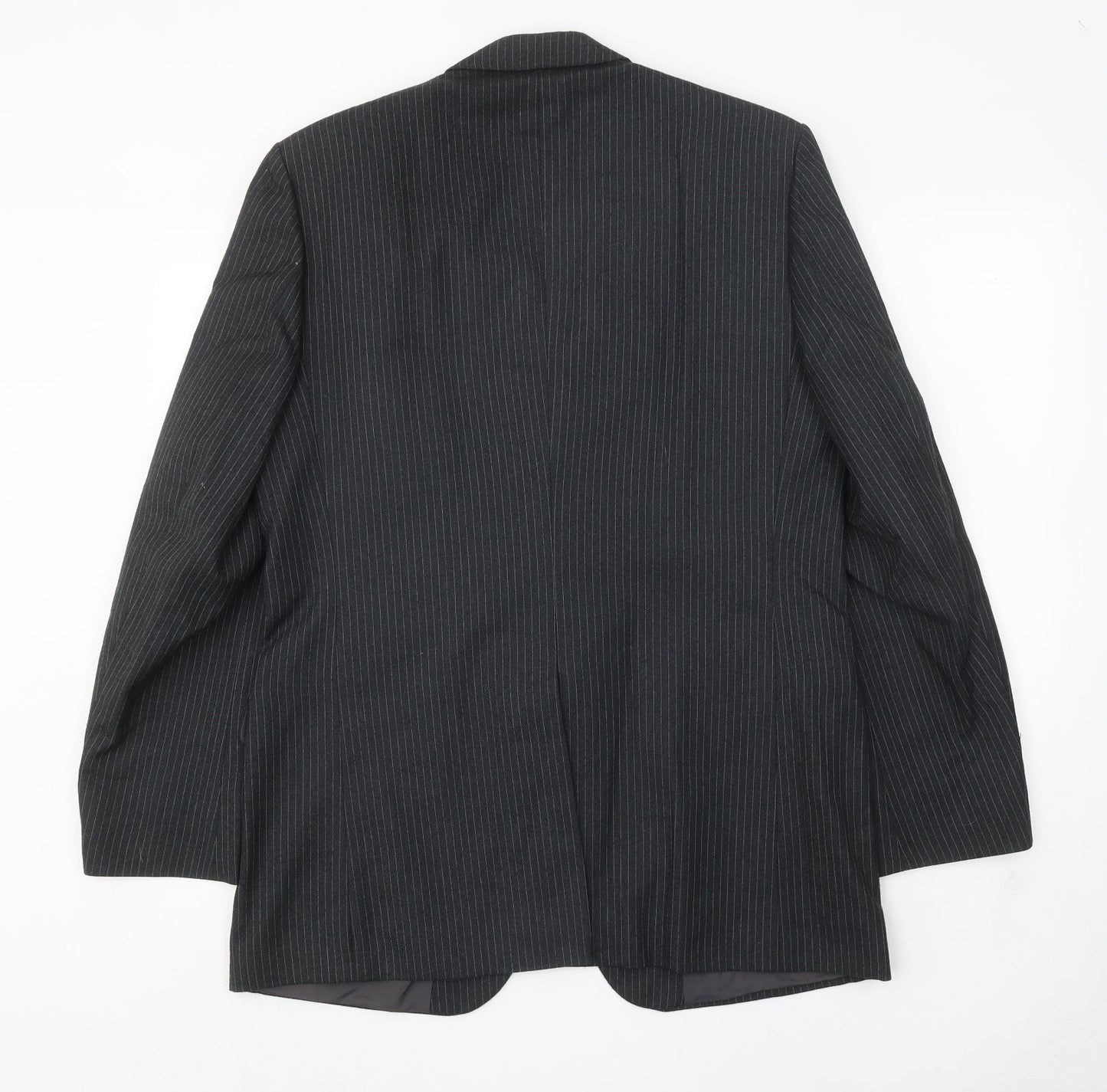 Burton Mens Black Striped Wool Jacket Suit Jacket Size 42 Regular