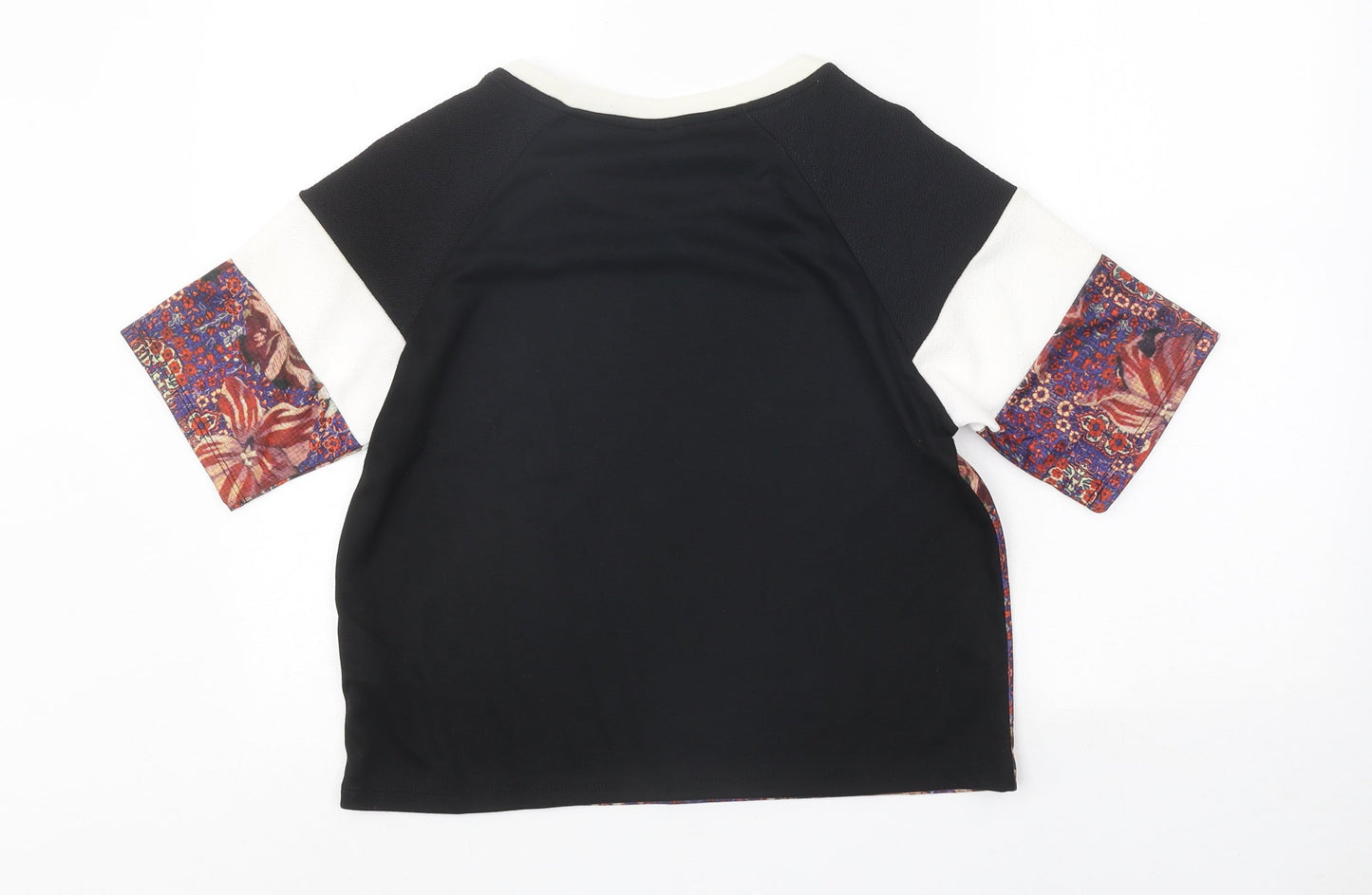 Topshop Womens Multicoloured Floral Polyester Basic T-Shirt Size 6 Round Neck