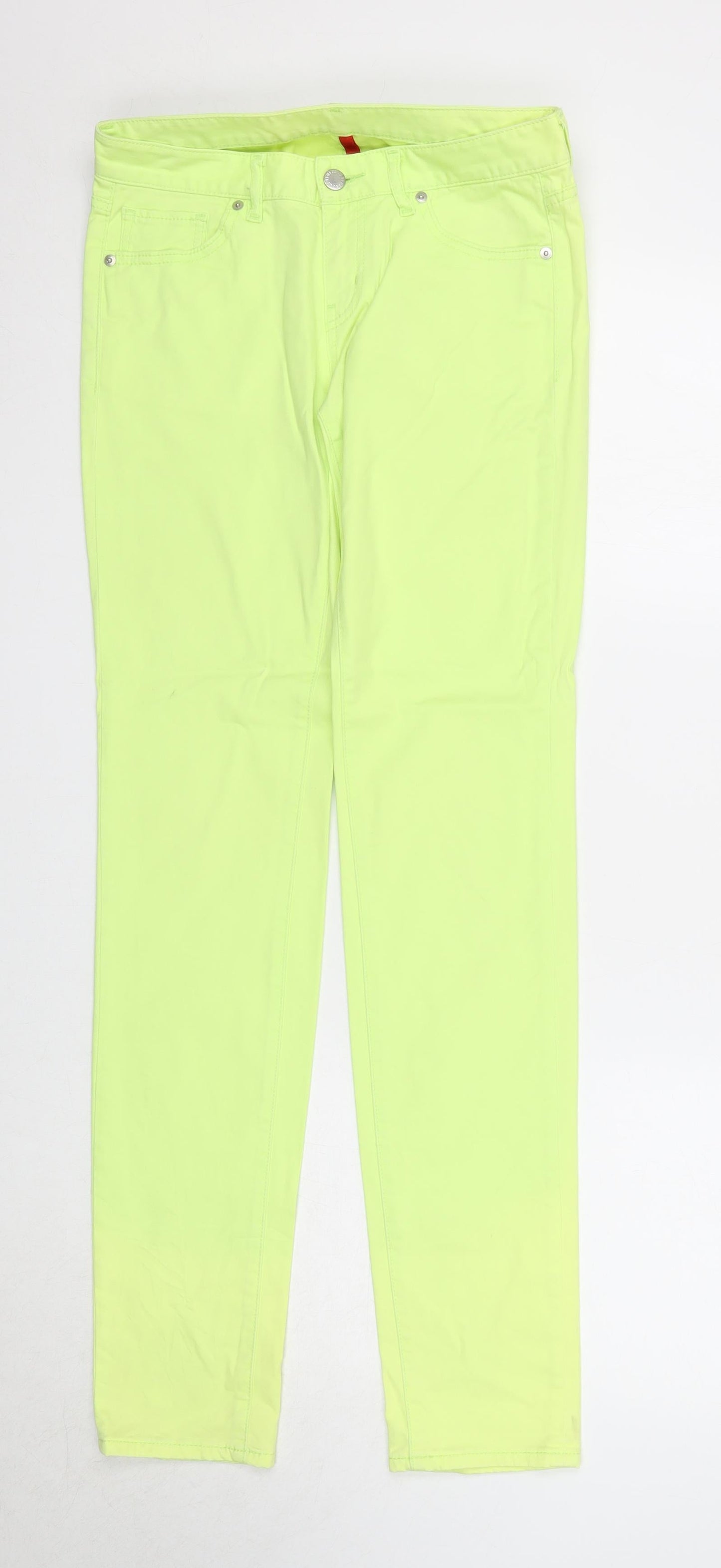 Uniqlo Womens Green Cotton Straight Jeans Size 24 in L33 in Regular Zip