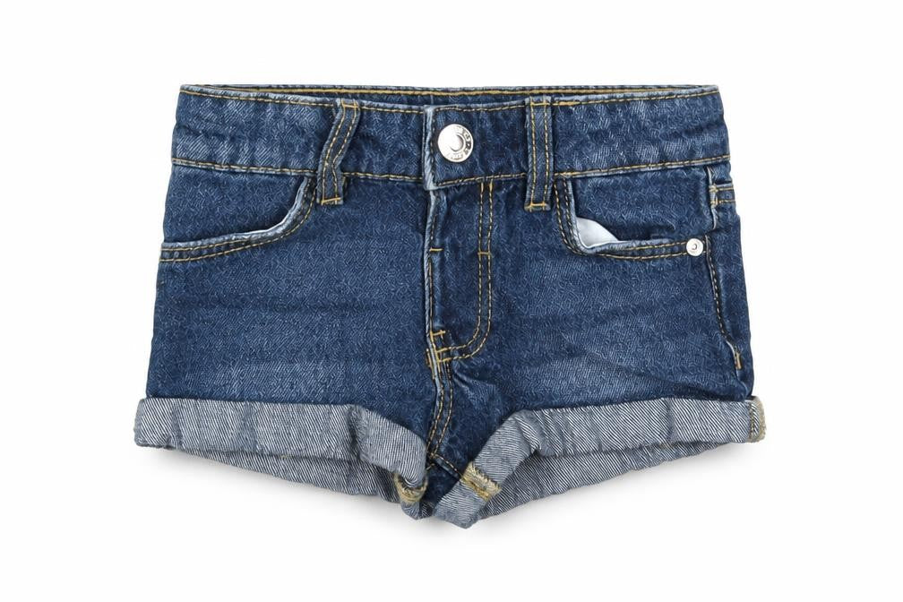 Denim & Co. Girls Blue Cotton Cropped Trousers Size 18-24 Months Snap