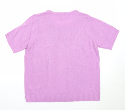 EWM Womens Purple Round Neck Acrylic Pullover Jumper Size 14