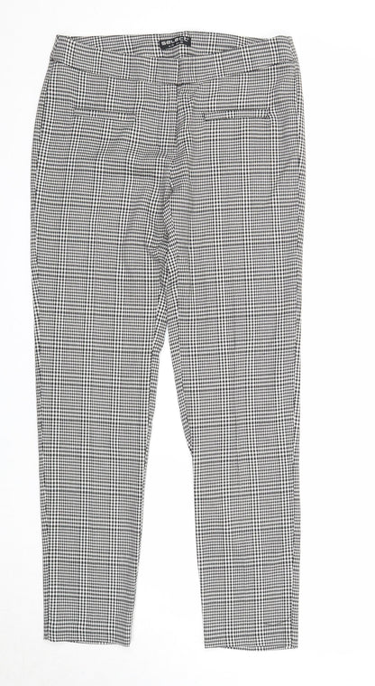 Select Womens Grey Plaid Polyester Capri Trousers Size 10 Regular Zip