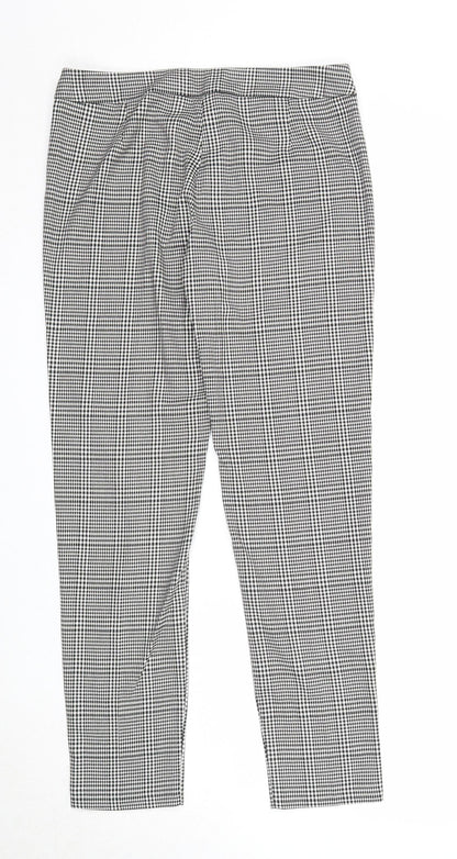 Select Womens Grey Plaid Polyester Capri Trousers Size 10 Regular Zip