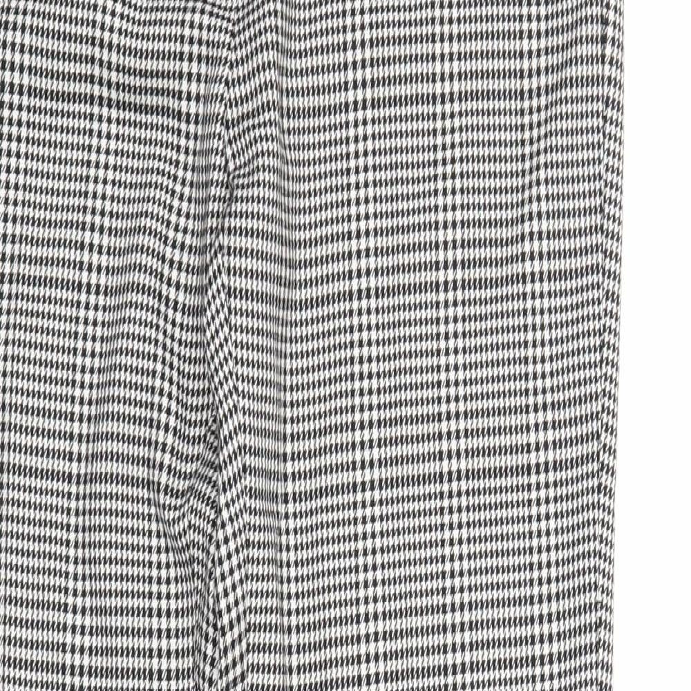 Select Womens Grey Plaid Polyester Capri Trousers Size 10 Regular Zip