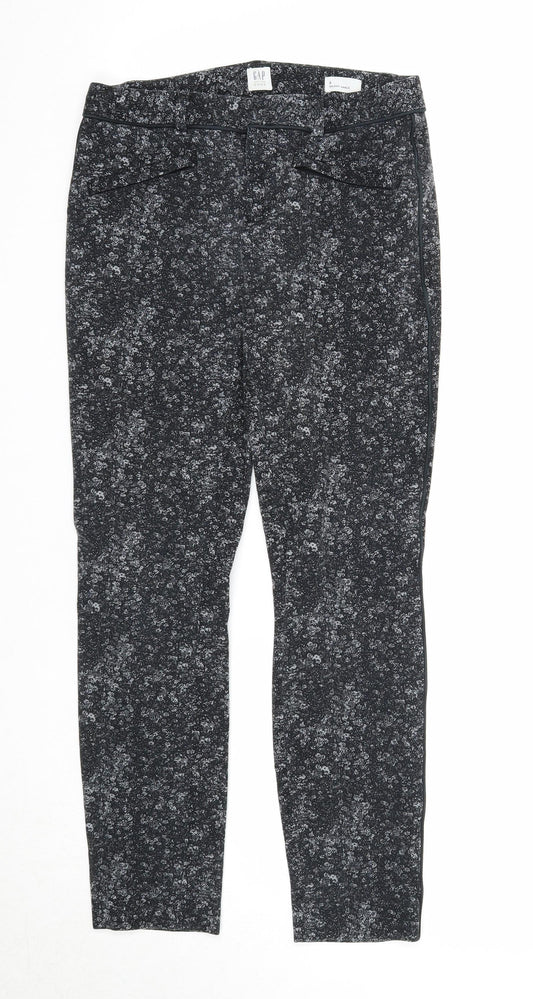 Gap Womens Black Floral Cotton Trousers Size 25 in Regular Zip