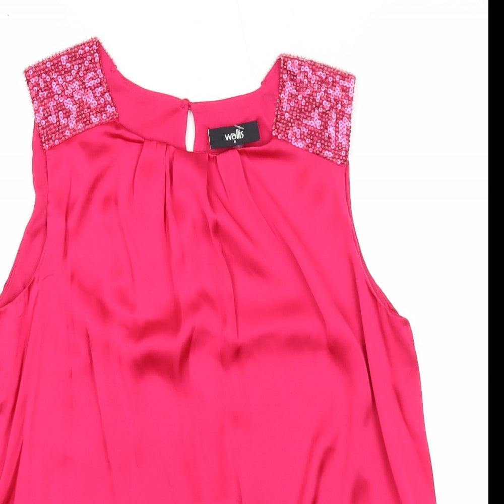 Wallis Womens Pink Polyester Basic Blouse Size S Round Neck