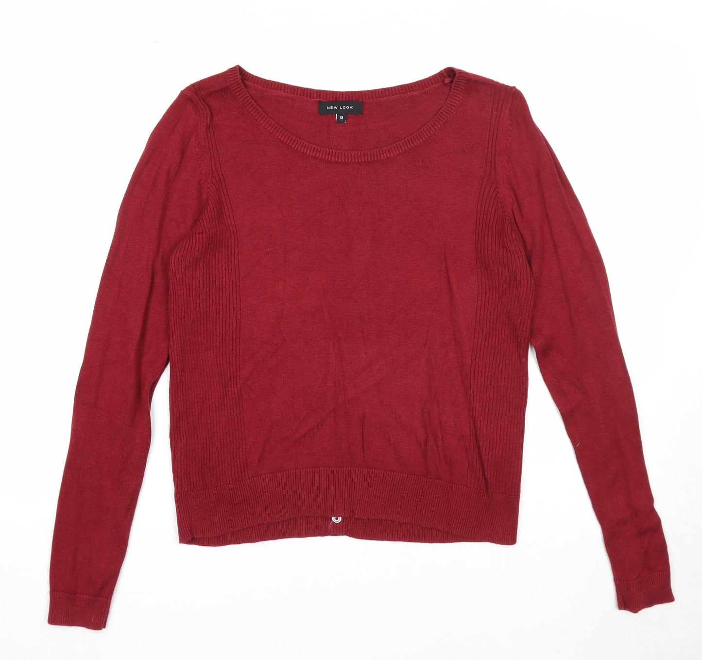 New Look Womens Red Round Neck Viscose Pullover Jumper Size 12