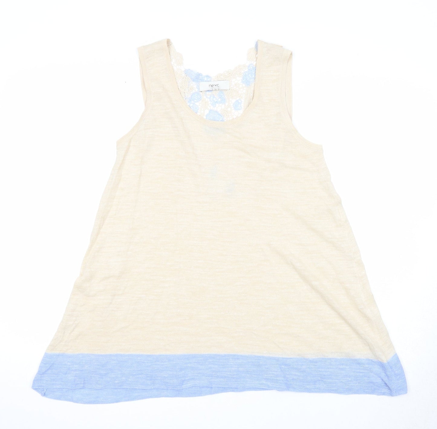 NEXT Womens Beige Colourblock Acrylic Basic Tank Size 12 Round Neck