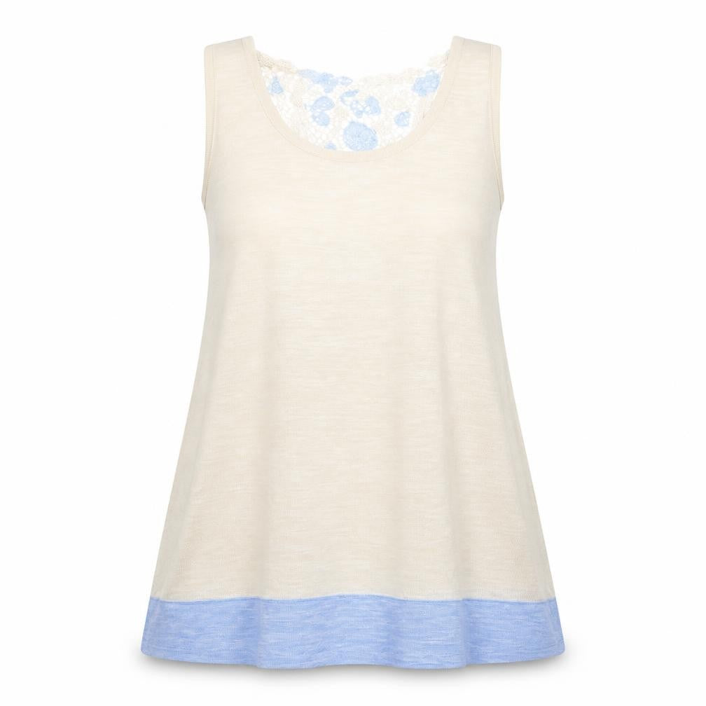 NEXT Womens Beige Colourblock Acrylic Basic Tank Size 12 Round Neck