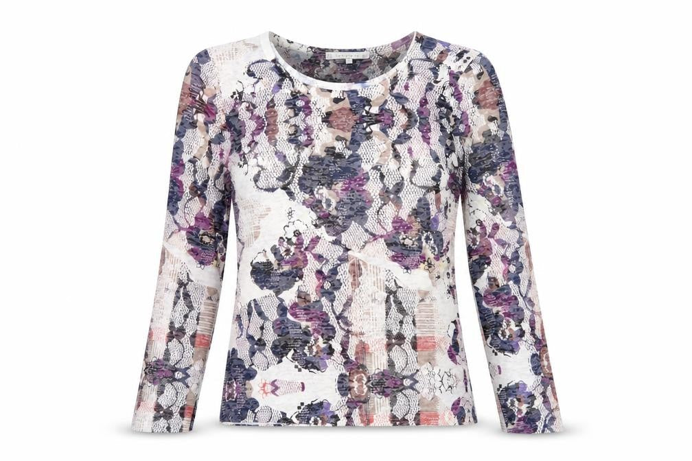 Lakeland Womens Multicoloured Floral Polyester Basic T-Shirt Size S Round Neck