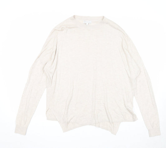 Warehouse Womens Beige Round Neck Modal Pullover Jumper Size 10