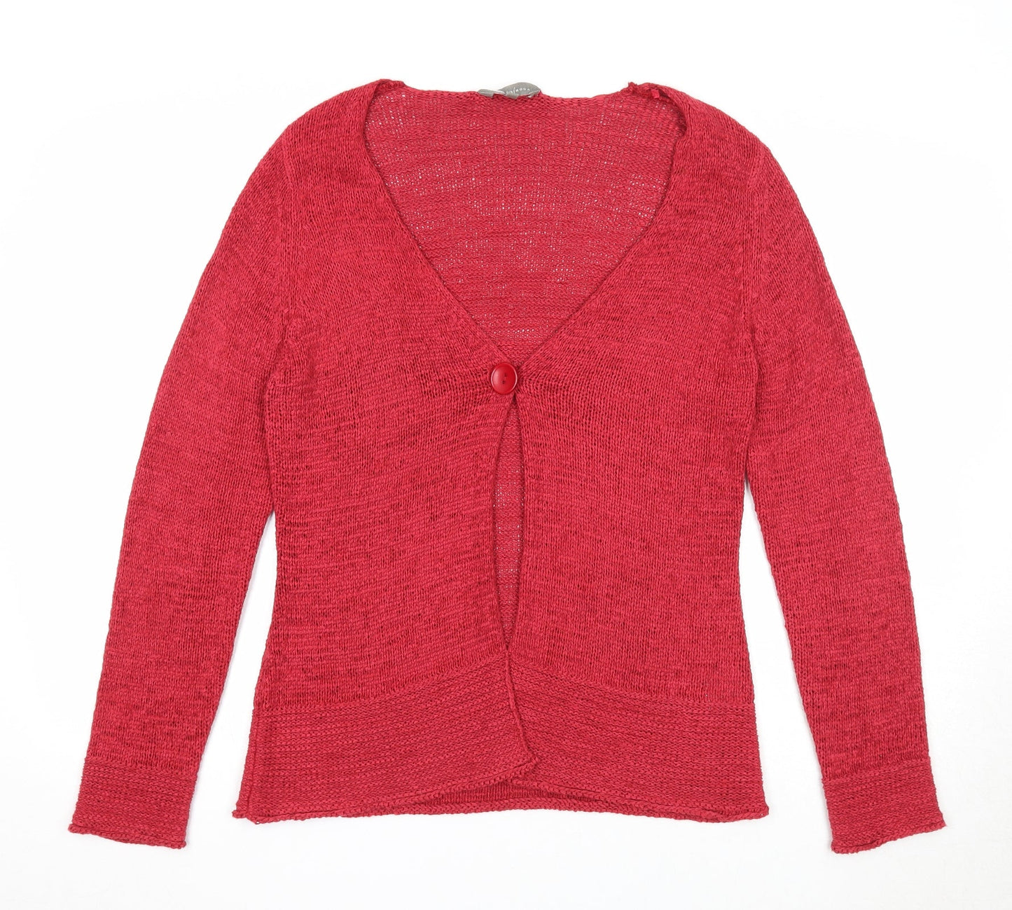 Mia Moda Womens Red Scoop Neck Acrylic Cardigan Jumper Size M