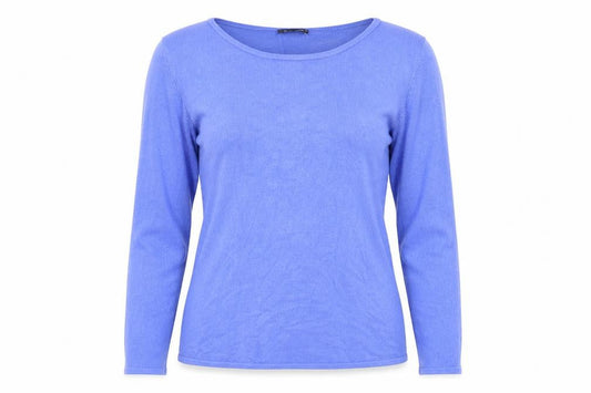 Bonmarché Womens Blue Round Neck Acrylic Pullover Jumper Size XS