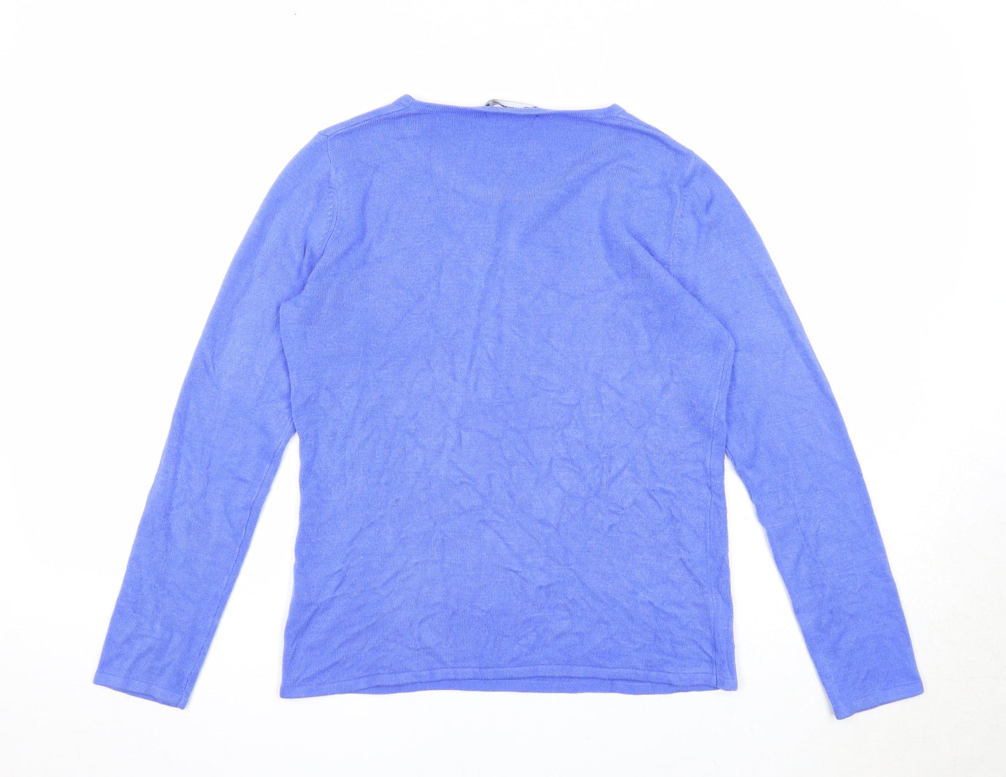 Bonmarché Womens Blue Round Neck Acrylic Pullover Jumper Size XS