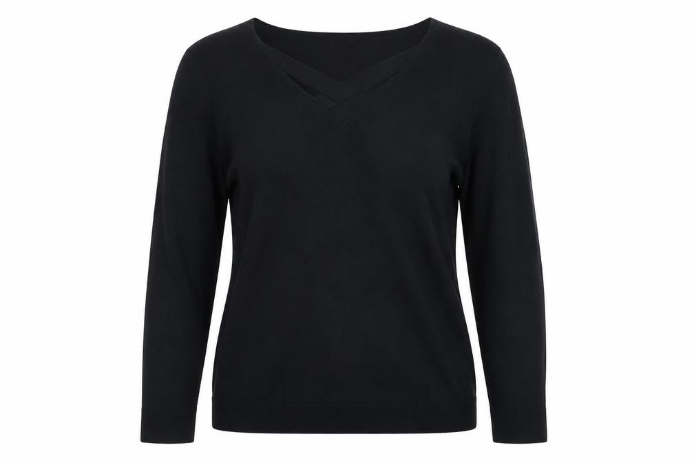 Zoe+Phoebe Womens Black V-Neck Viscose Pullover Jumper Size S