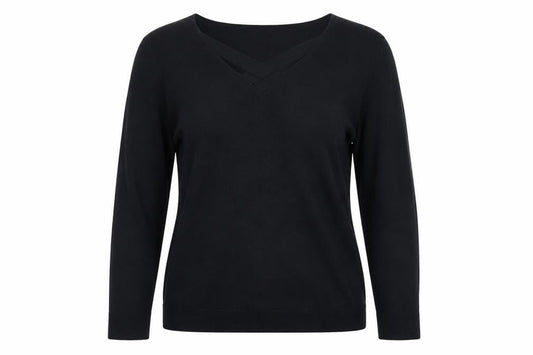 Zoe+Phoebe Womens Black V-Neck Viscose Pullover Jumper Size S