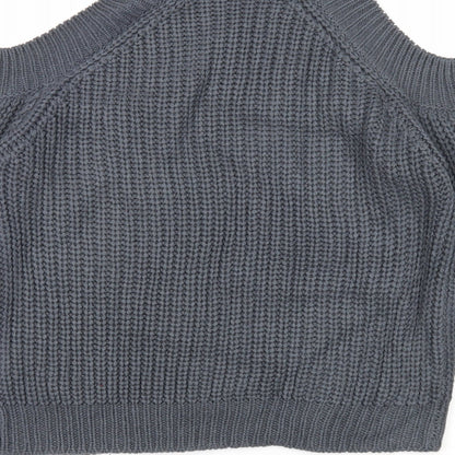 Noisy May Womens Grey Round Neck Acrylic Pullover Jumper Size S - Cold Shoulder