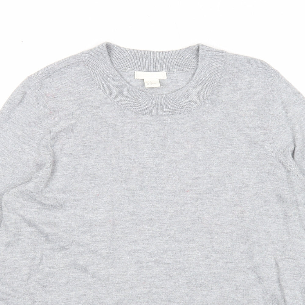 H&M Womens Grey Round Neck Polyester Pullover Jumper Size M