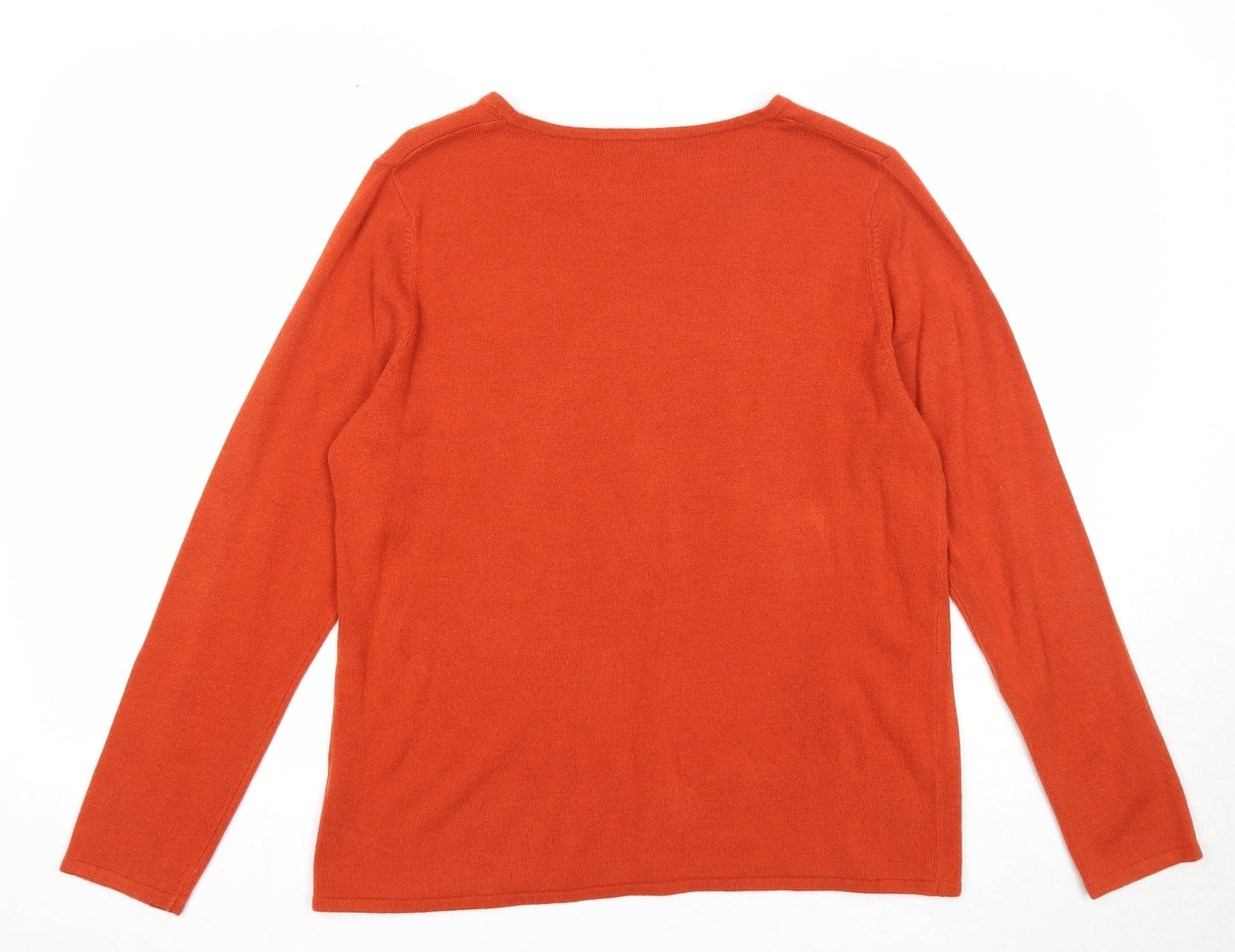 Bonmarché Womens Orange Round Neck Acrylic Pullover Jumper Size M