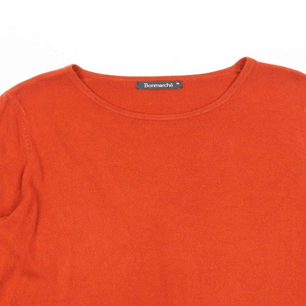 Bonmarché Womens Orange Round Neck Acrylic Pullover Jumper Size M
