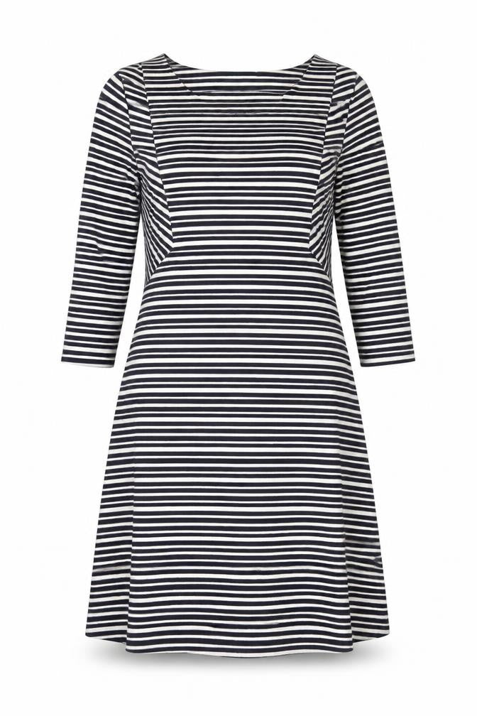 Per Una Womens Blue Striped Polyester Trapeze & Swing Size 12 Round Neck Pullover