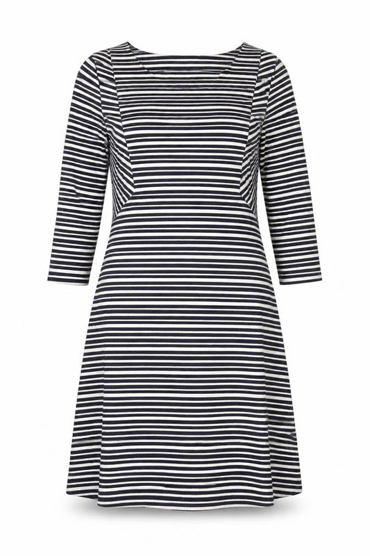 Per Una Womens Blue Striped Polyester Trapeze & Swing Size 12 Round Neck Pullover