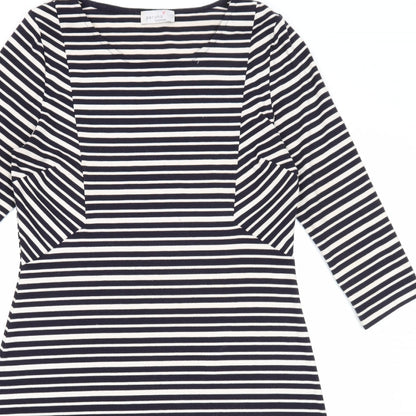 Per Una Womens Blue Striped Polyester Trapeze & Swing Size 12 Round Neck Pullover