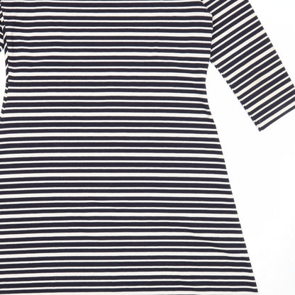 Per Una Womens Blue Striped Polyester Trapeze & Swing Size 12 Round Neck Pullover