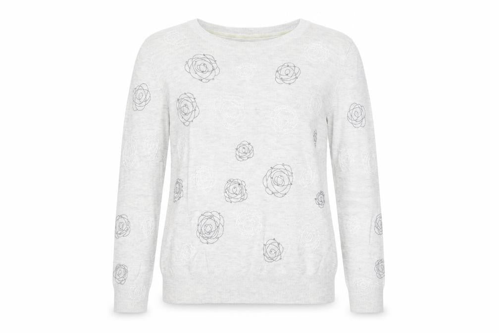 RJR.John Rocha Womens Grey Round Neck Geometric Viscose Pullover Jumper Size 10