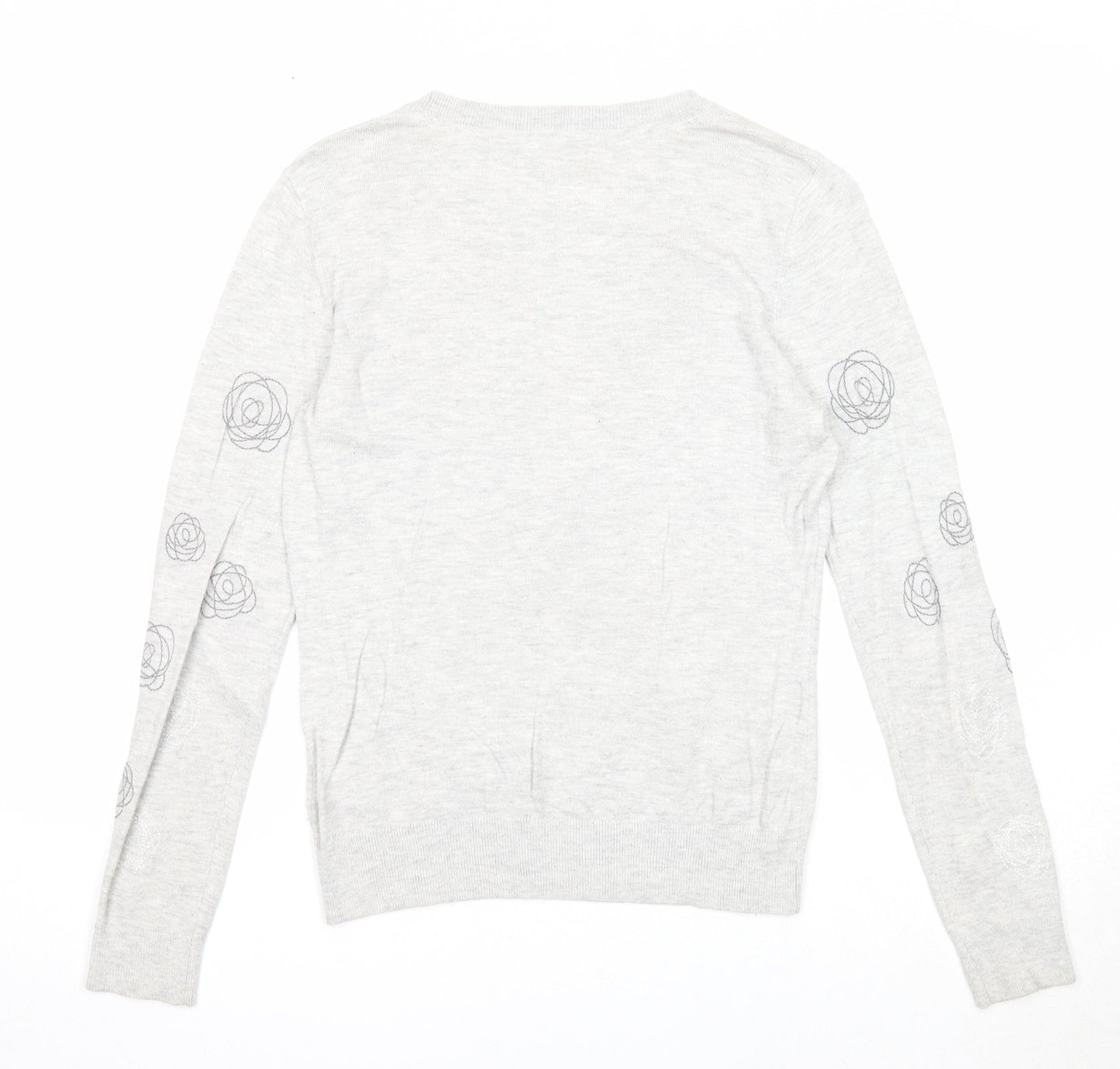 RJR.John Rocha Womens Grey Round Neck Geometric Viscose Pullover Jumper Size 10