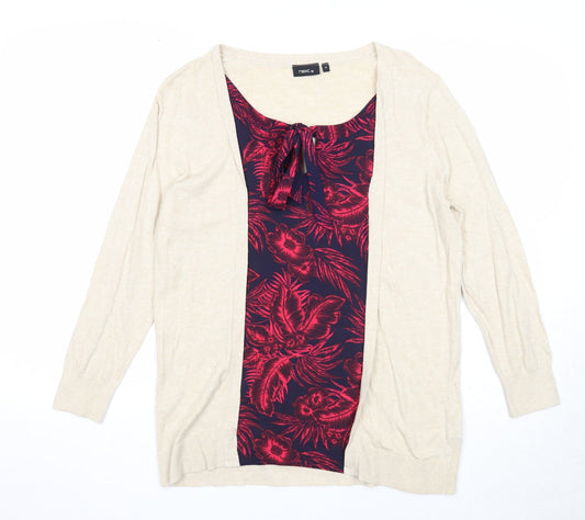 NEXT Womens Beige Scoop Neck Polyester Cardigan Jumper Size 14 - Twin Set