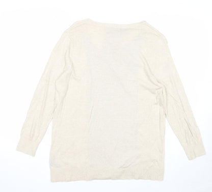 Next Womens Beige Scoop Neck Polyester Cardigan Jumper Size 14 - Twin Set